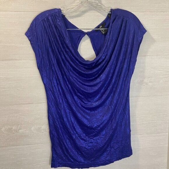 H&M Women's Drape‎ Neck Keyhole Back Blouse Top - Picture 2 of 6